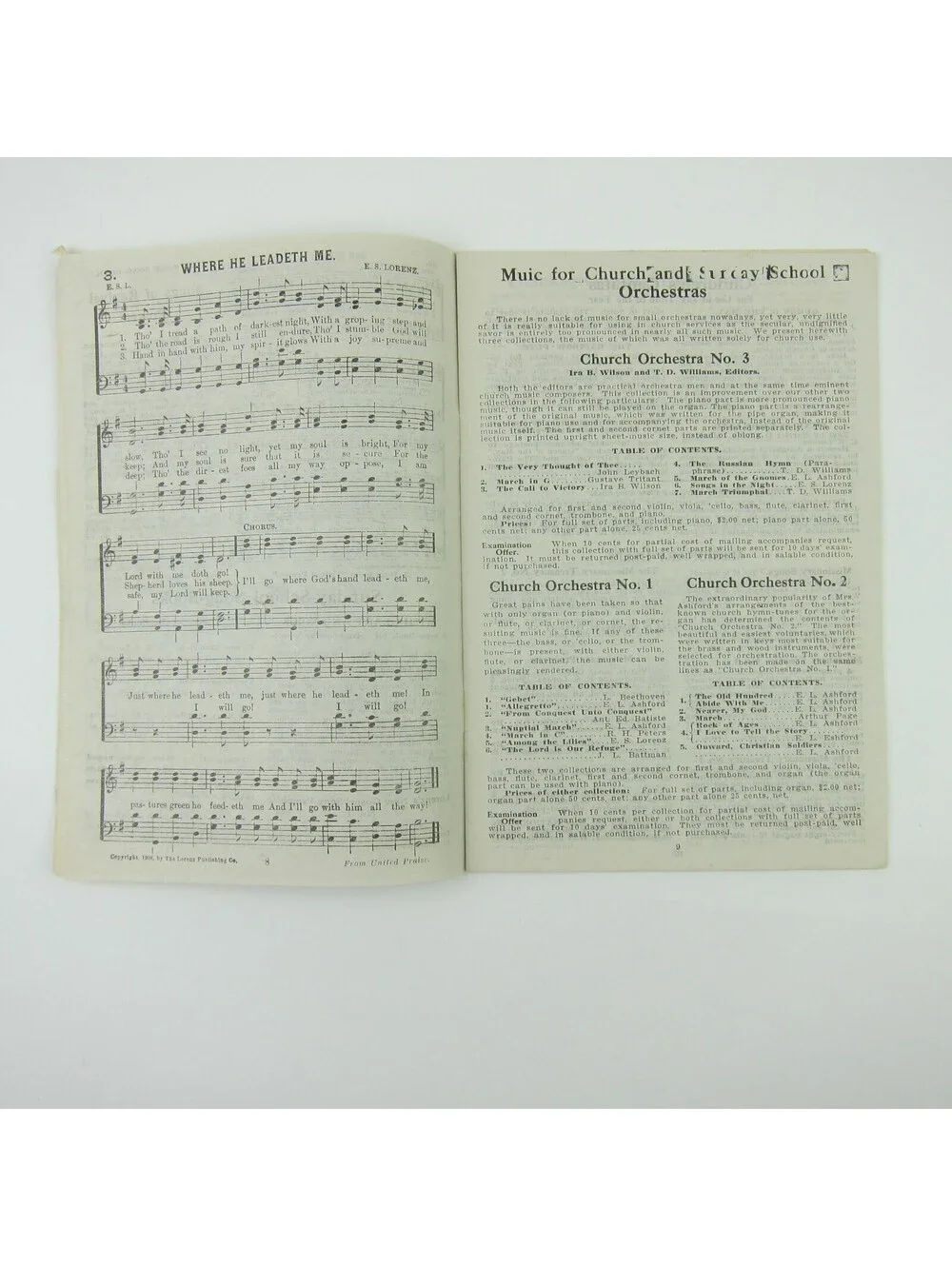 Sheet Music Catalog Sacred Choir Sunday School Lorenz Publishing Co Antique 1910